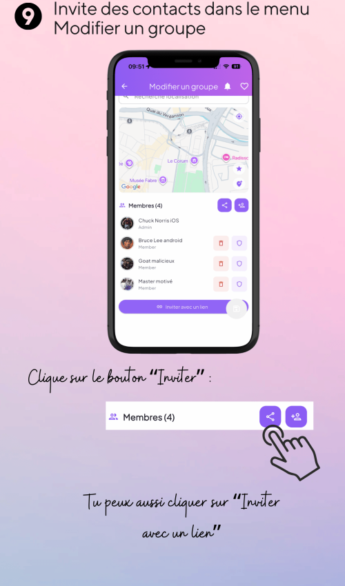 9 invite des contacts